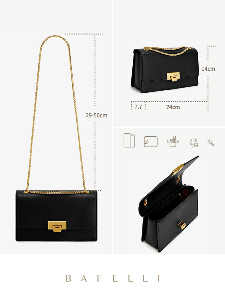 BAFELLI Textured Chain Shoulder Bag – Small Square Elegance - Gaas bag's room