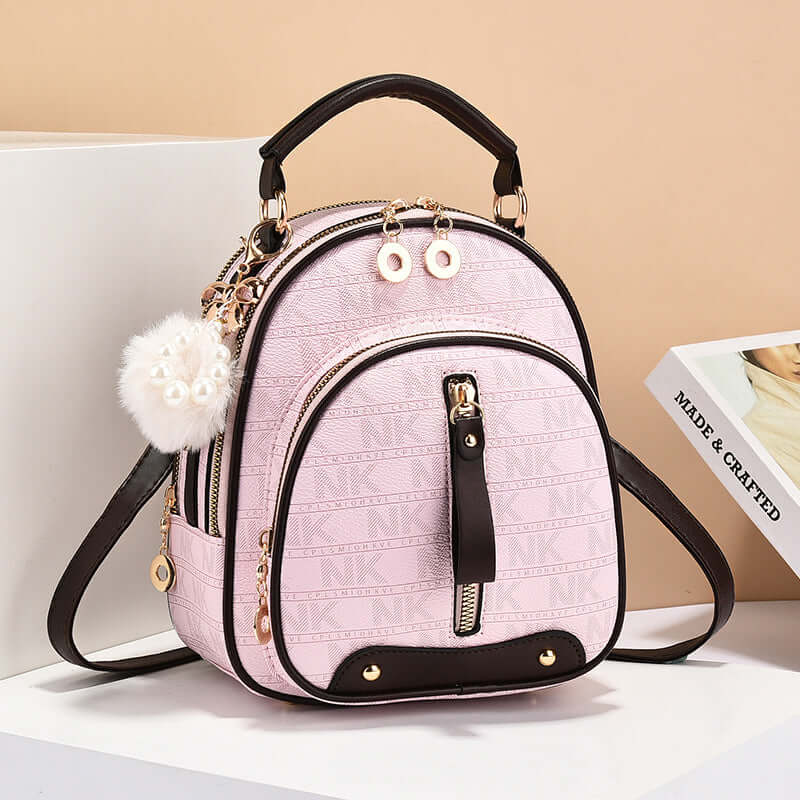Factory 2024 new backpack soft leather printing contrast women's bag simple Joker printing shoulder bag a generation of hair
