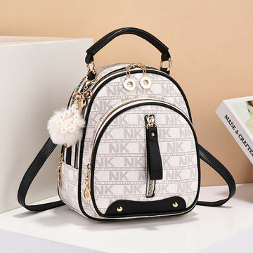 Factory 2024 new backpack soft leather printing contrast women's bag simple Joker printing shoulder bag a generation of hair