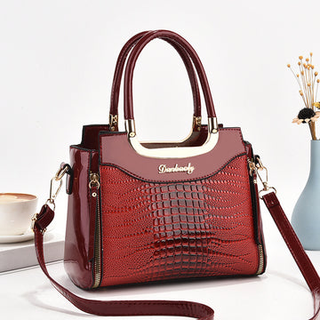 Cross-border Trendy Bag Women's 2025 New Simple Bright Leather Women's Commuter Handbag Fashionable Texturized Shoulder Crossbody Bag