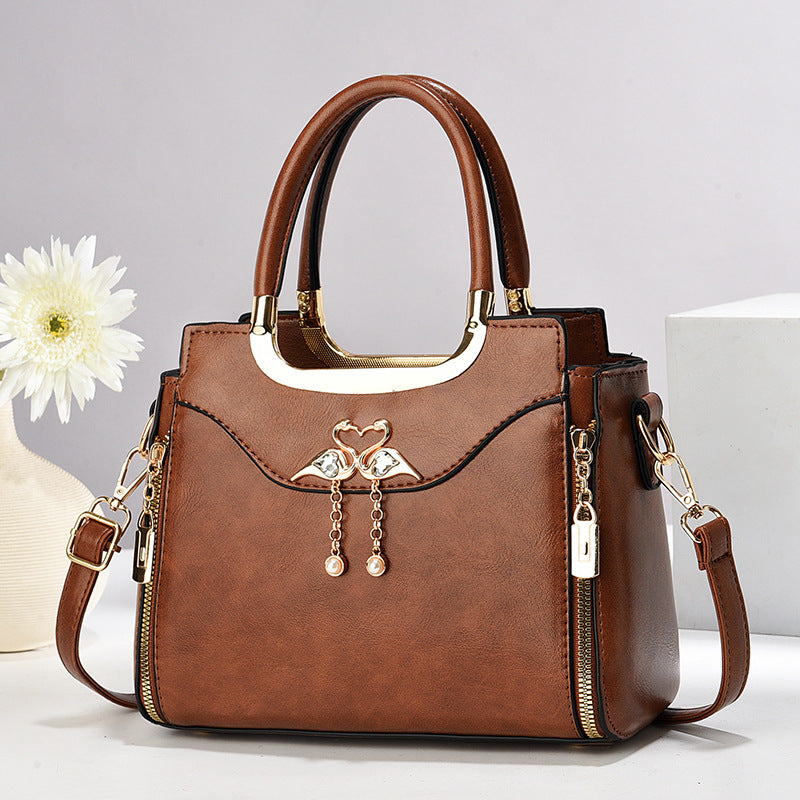 Earthy yellow PU leather handbag – vintage style with multiple pockets