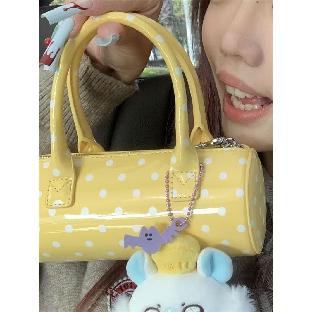 Summer Dopamine Wave Dot Handbag – Cylindrical Crossbody Shoulder Bag