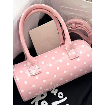Summer Dopamine Wave Dot Handbag – Cylindrical Crossbody Shoulder Bag